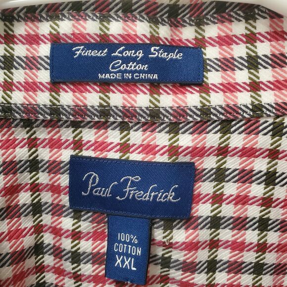 Paul Fredrick Men's Dress Shirt Houndstooth XXL 100% Cotton Red Black - Picture 4 of 6